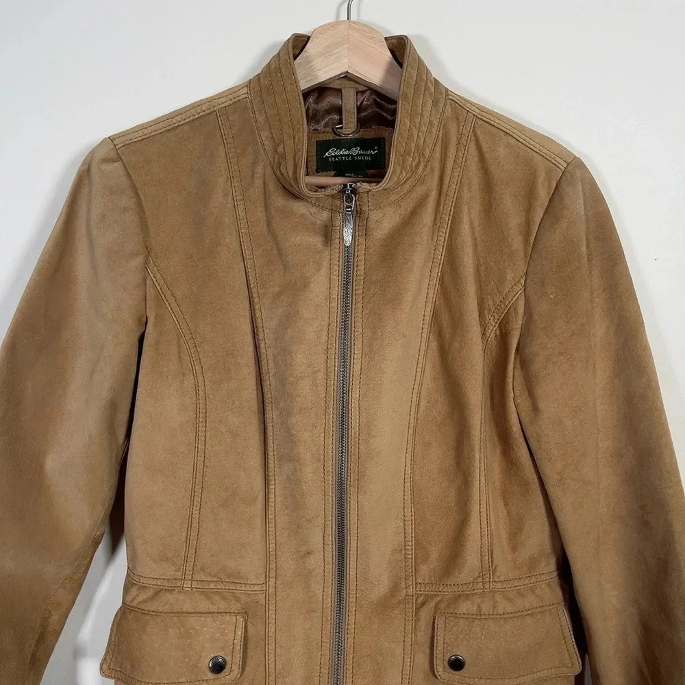 Eddie Bauer Seattle Suede Women's Medium Full Zip  Leather Jacket - Picture 3 of 16